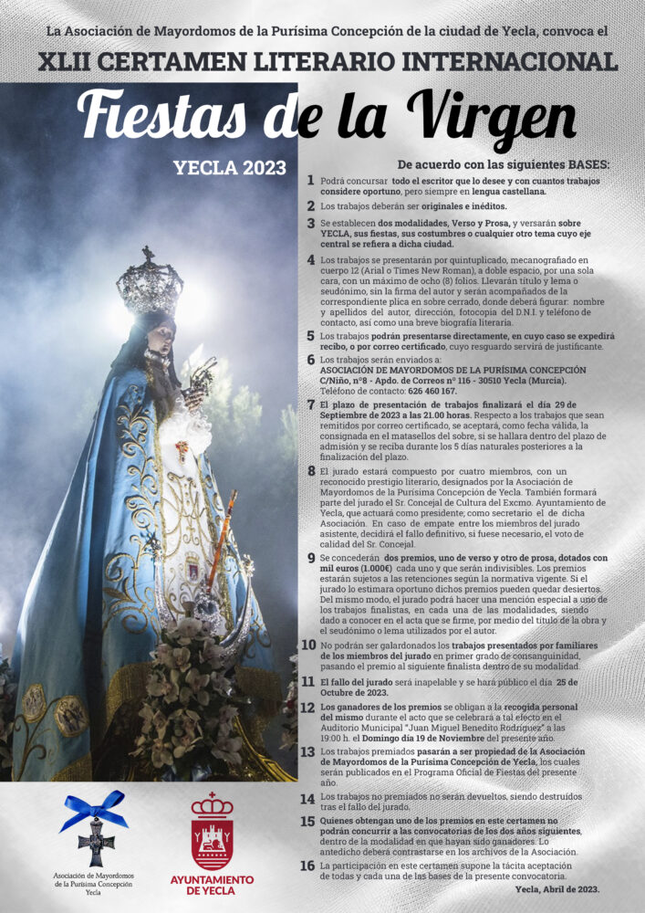 XLII Certamen Literario Internacional "Fiestas de la Virgen"