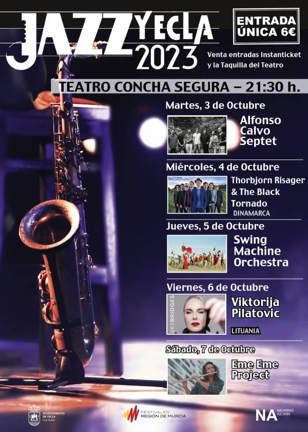 cartel de las actuaciones Yecla Jazz Festival