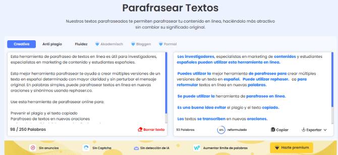 parafrasear online