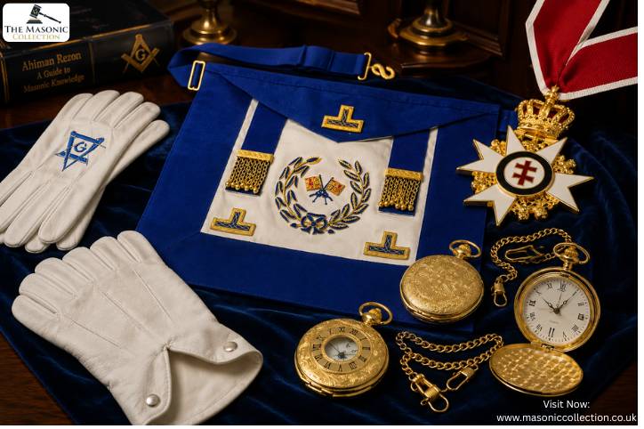 Indumentaria masónica premium y artículos ceremoniales que representan la artesanía y la tradición de la Francmasonería.
