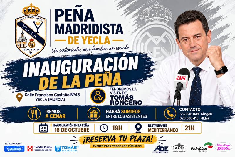 La Peña Madridista de Yecla inaugura su sede con la visita de Tomás Roncero