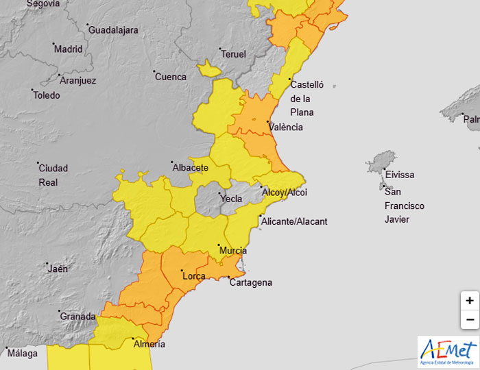 aemet zona litorial mediterráneo