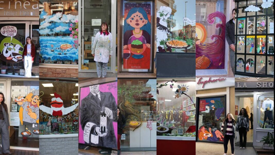Arte, comercio y vino se unen en Yecla con 15 intervenciones en escaparates