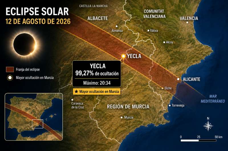 Guía completa para ver el eclipse solar de mañana en Yecla sin riesgos