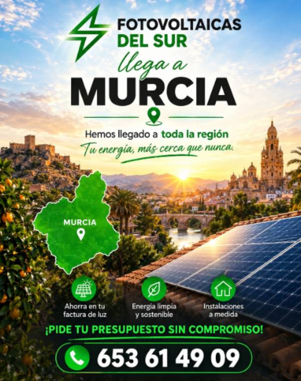 Fotovoltaicas del Sur llega a la región de Murcia